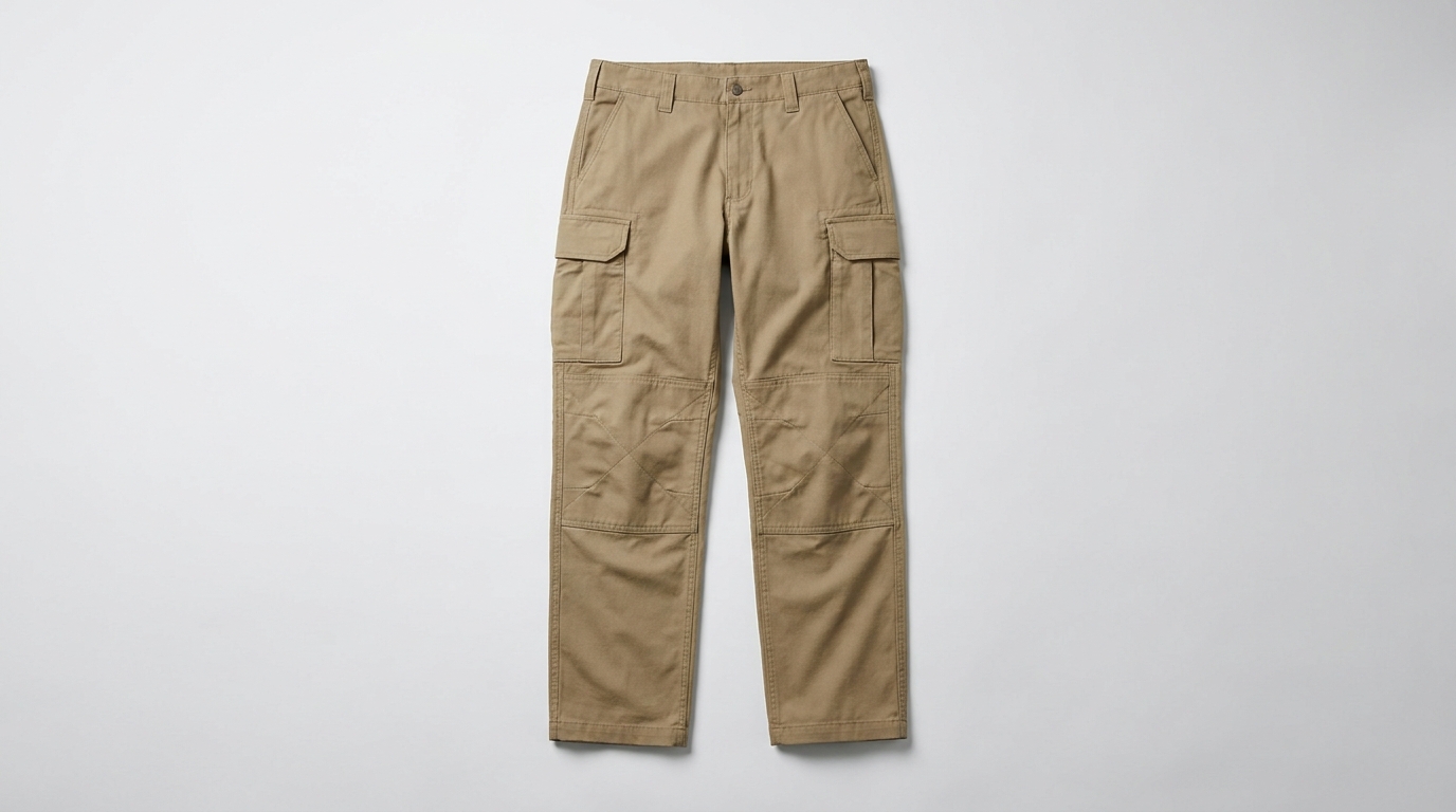 celana tactical warna khaki dengan saku besar di paha